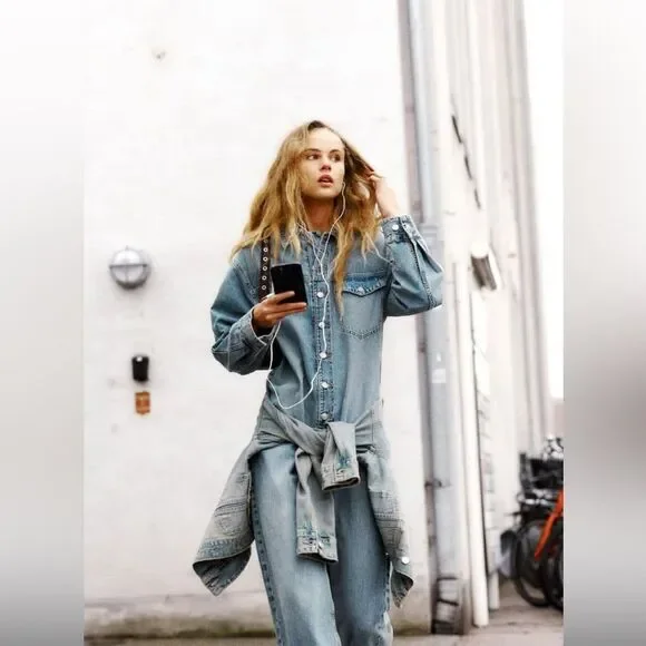 New Zara Limited Edition 100% Cotton Blue Denim TRF Jumpsuit 4365/280 - Picture 2 of 3